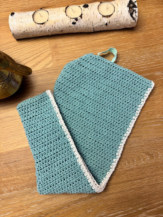 Hair Towel - Aqua Breeze with White Trim