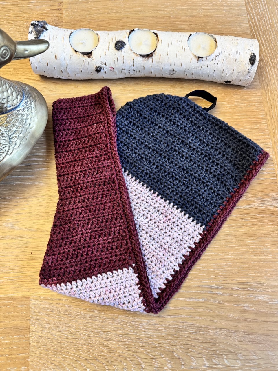 Hair Towel - Dark colors black and maroon